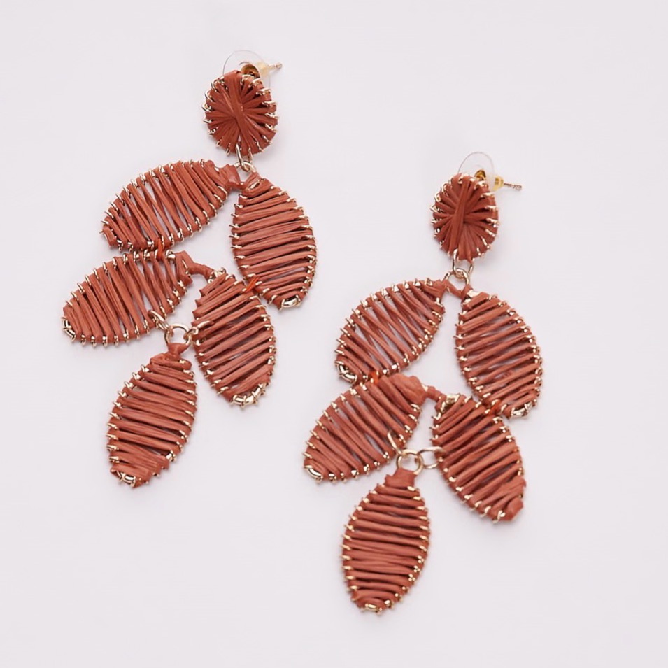 Nwt Atterri Woven Drop Earrings In Burnt Orange 37$